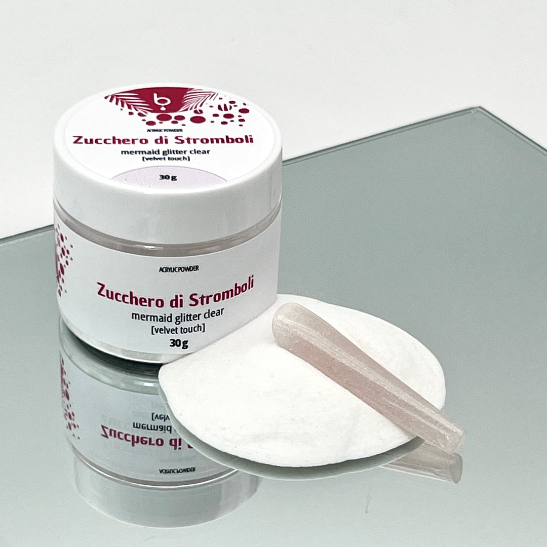 ACRYLIC POWDER Zucchero di Stromboli - ACRILICO TRASPARENTE GLITTERATO SUGAR EFFECT