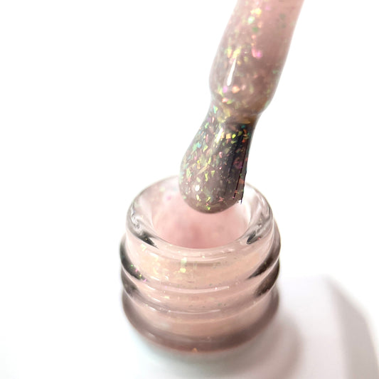 POWERMANICURE SHIMMER WARM ROSE - Builder gel autolivellante rosa caldo glitterato