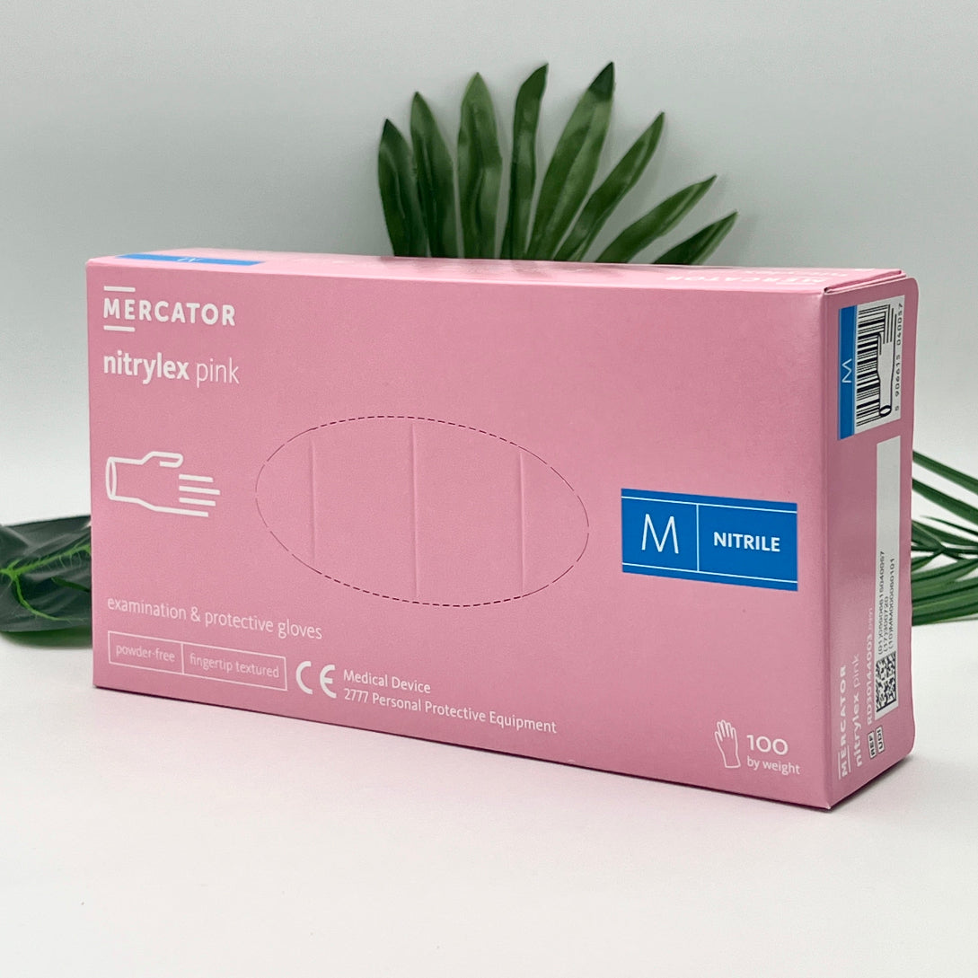 GUANTI NITRILE PROFESSIONAL - ROSA - 100 pezzi senza polvere monouso