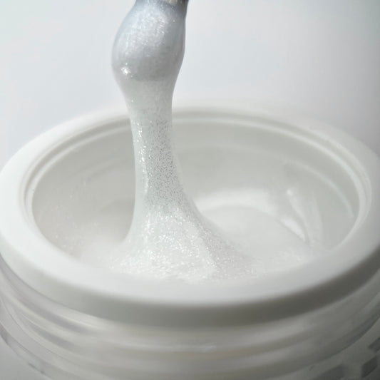 CREAMY SPARKLY WHITE - Builder Gel semi autolivellante - Bianco Latte Glitterato